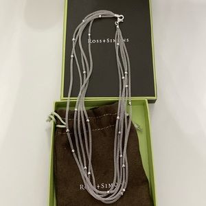 NIB Ross Simons sterlingsilver 5 row woven mesh w station beads. W box &dust bag